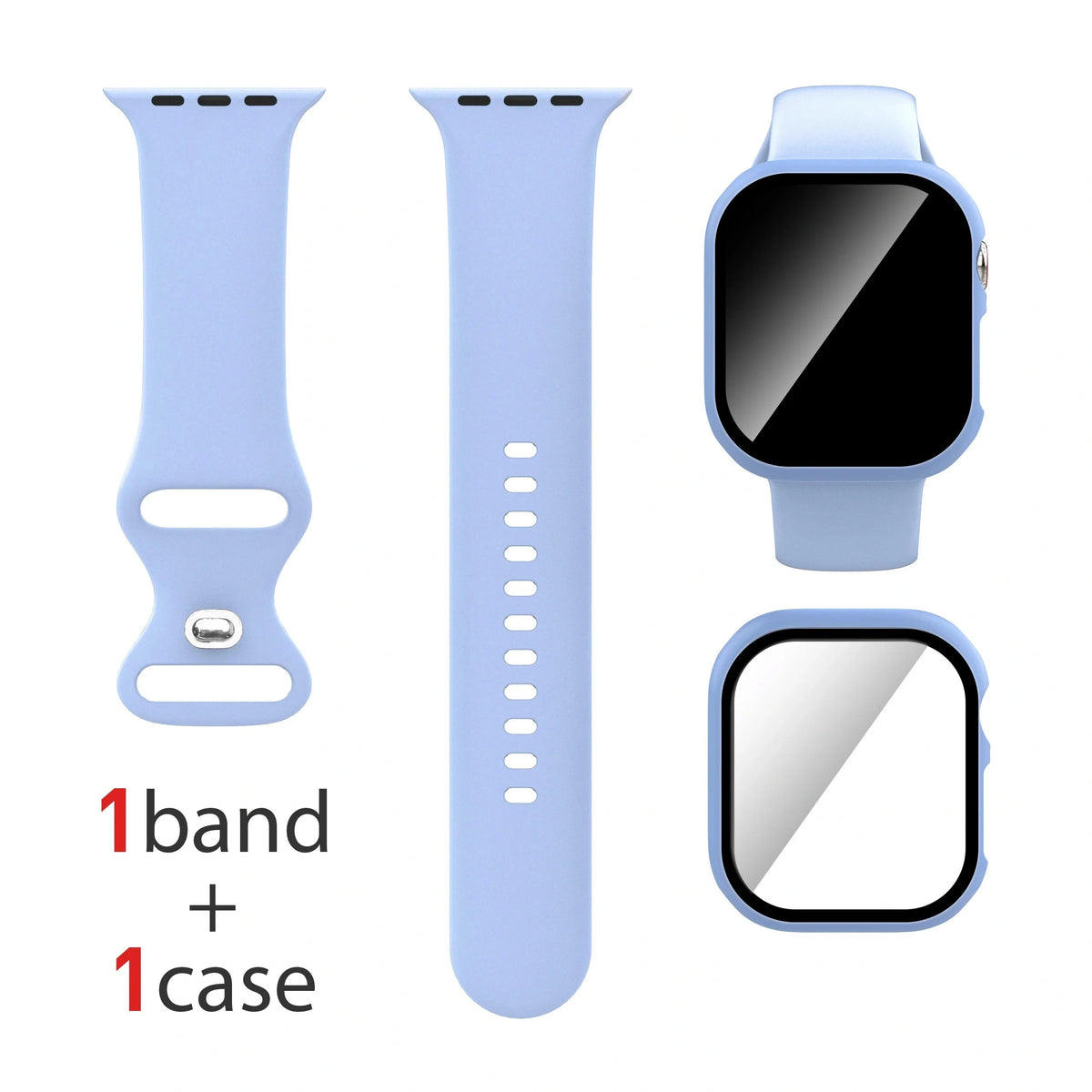 Lot de 2, pour Apple Watch : Étui + Bracelet + Protection d'écran compatible S1-S11/SE 38/40/41/Series 10-11 42mm/42/44/45/46/49mm