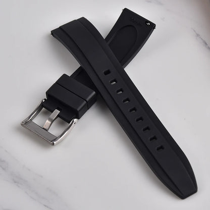 Nouveau Design bracelets de montre en caoutchouc FKM avion à extrémité droite 18mm 20mm 22mm 24mm bracelets de montre unisexe souples de plongée étanche à dégagement rapide
