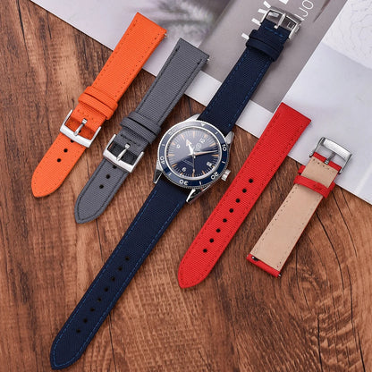 Leather and Nylon Watch Strap for Men and Women, 18mm 20mm 22mm, Quick Release, Universal, Suitable for Traditional Smartwatches