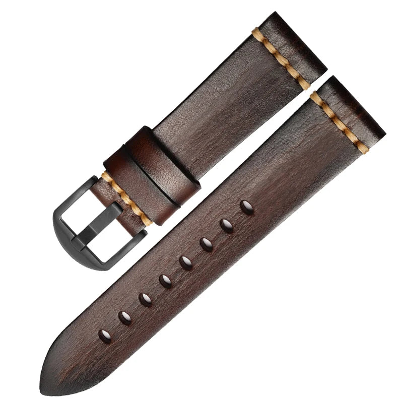 Handmade leather watch strap, 20mm 22mm 24mm, for Panerai, Tudor, Biwan Bronze, and Breitling watches, Italian cowhide leather.