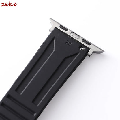 Bracelet de caoutchouc de luxe pour Apple Watch, 46mm 45mm 44mm 42mm, pour Iwatch Ultra 2 1 49mm série 10 9 8 7 Se 6 5 Se