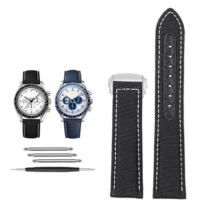 Bracelets de montre en toile et Nylon, 19mm 20mm, pour Omega Seamaster 300 Speedmaster AT150 Omega Speedmaster Slubby série 310.32, bracelet en Nylon