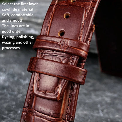 Bracelet de montre en cuir véritable pour hommes, 20mm, 21mm, 22mm, pour IWC, portugais, pilote, marron, noir, bleu