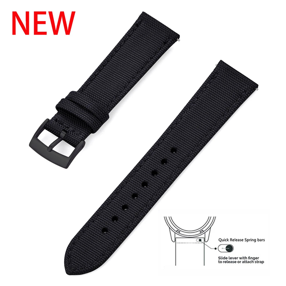 Leather and Nylon Watch Strap for Men and Women, 18mm 20mm 22mm, Quick Release, Universal, Suitable for Traditional Smartwatches
