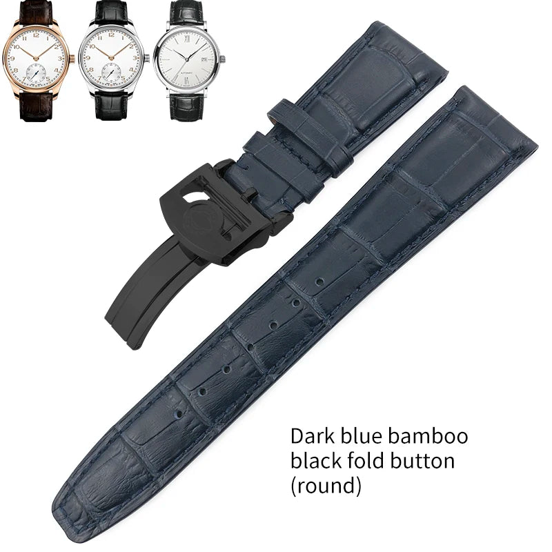 Bracelet de montre en cuir véritable pour hommes, 20mm, 21mm, 22mm, pour IWC, portugais, pilote, marron, noir, bleu