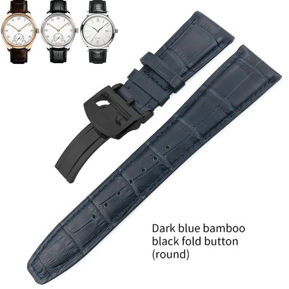 Bracelet de montre en cuir véritable pour hommes, 20mm, 21mm, 22mm, pour IWC, portugais, pilote, marron, noir, bleu