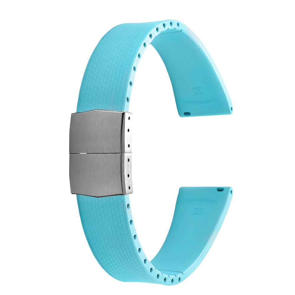 Cinturini per orologi in gomma Delugs CTS Fkm da 20 mm con fibbia a farfalla, 4 colori, texture unica, cinturino per orologi a sgancio rapido per orologi di marca