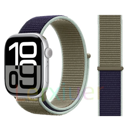 适用于 Apple Watch 46mm 44mm 45mm 40mm 41mm 42mm 的尼龙回环表带，适配 iWatch 系列 11 10 9 SE 8 7 6 5 4 Ultra 3 2 49mm