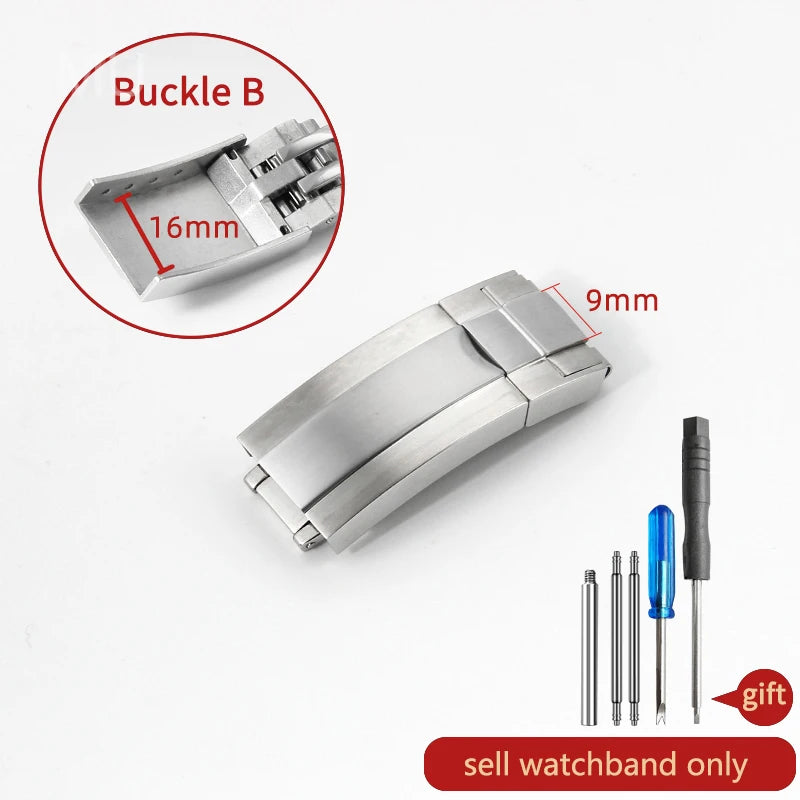 Original folding clasp in 904L stainless steel, for Rolex watch, frosted brushed silver, new Version Submariner 9x9 9x16mm
