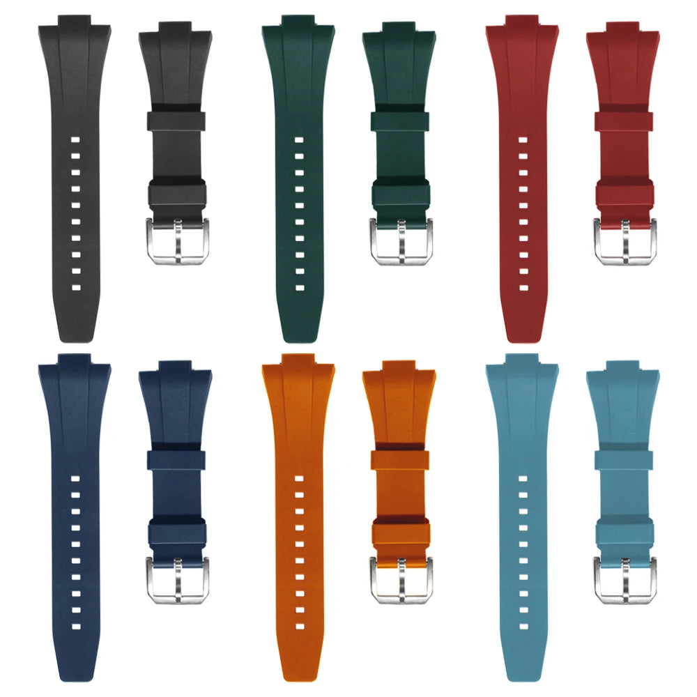 Ajustement parfait pour le bracelet en caoutchouc Tissot PRX 40 FKM avec fermoir à ardillon argenté - 12 mm pour les bracelets de montre Powermatic 80 (unisexe)