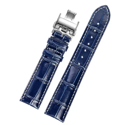 Per il bracciale artigianale Longines con luna e magnifico motivo coccodrillo blu, cinturino da uomo Comcas 20 mm. È adatto