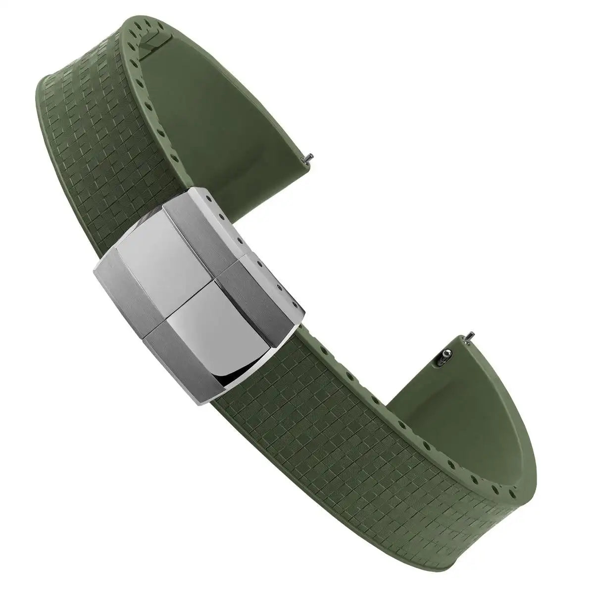 Bracelet de montre en caoutchouc fluoré, coupe sur la taille, 18/19/20/21/22mm, boucle de déploiement FKM en mosaïque, extrémité plate universelle, remplacement du Bracelet
