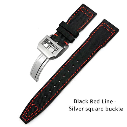 Bracelet de montre en cuir de Nylon 20mm 21mm 22mm pour montres IWC Big Pilot PORTOFINO IW3777 bracelet de montre en cuir de vache bleu vert noir rouge