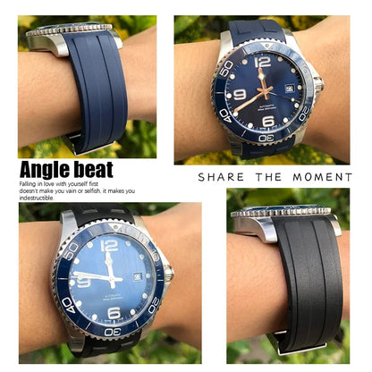 Cinturino per orologio in gomma di alta qualità, 19 mm 20 mm 21 mm 22 mm, adatto per Longines Hydroconquest L3 780 781 782 841, cinturino in silicone impermeabile