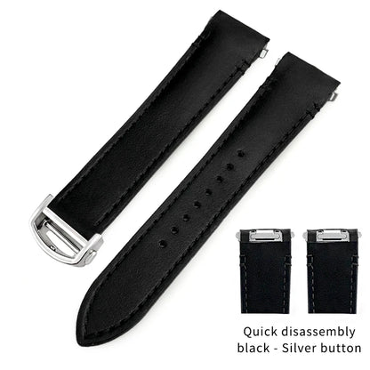 Bracelet en cuir de vache pour montre Cartier Santos WSSA0009 WSSA0018, vert, marron, noir, 21mm, bracelet de montre en cuir à dégagement rapide pour hommes