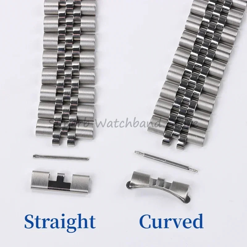 Bracelet de montre en acier inoxydable, 20mm 22mm, lien d'extrémité droite et incurvée pour connecteur Seiko SKX007 pour adaptateur Jubilee Oyster, 2 pièces