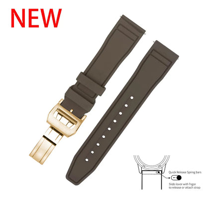 20mm 21mm 22mm Premium FKM Fluoro Rubber Watch Straps FPM Butterfly Buckle Quick Release Watch Bands for I-WC Watch Bands