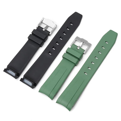 FKM Fluororubber Watch Strap for Rolex for Omega x Swatch MoonSwatch 20mm Curved End Waterproof Sport Replace Watch Band