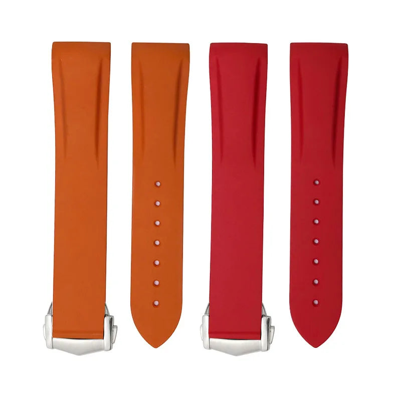 GC GUAN CHAO-Bracelet de Montre en Caoutchouc à Extrémité Incurvée, Souple, Noir, Bleu, Rouge, Orange, avec Structure Pliable en Métal, 20mm, 21mm, 22mm, 19mm