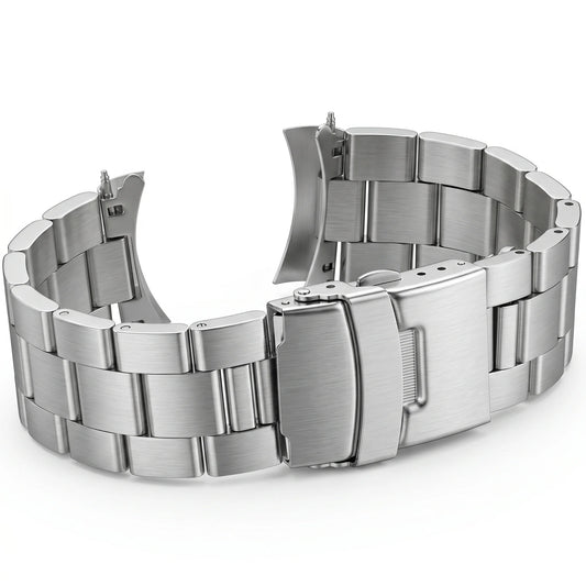 Cinturino per orologio con maglie curve spazzolate, compatibile con SKX007 SKX009, 20 mm, 22 mm, in acciaio inossidabile argento e nero