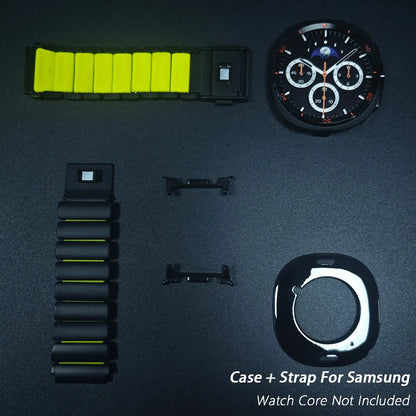 Bracelet de luxe + étui pour Samsung Galaxy Watch 8 40mm 44mm 8 Classic 46mm, étui à couverture complète, boucle magnétique