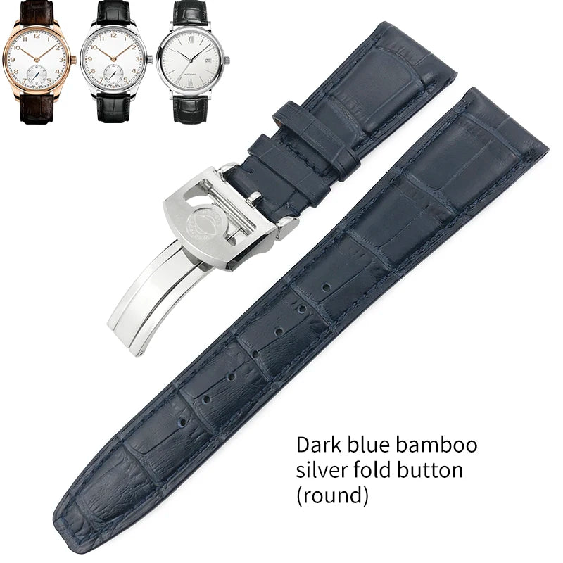 Bracelet de montre en cuir véritable pour hommes, 20mm, 21mm, 22mm, pour IWC, portugais, pilote, marron, noir, bleu