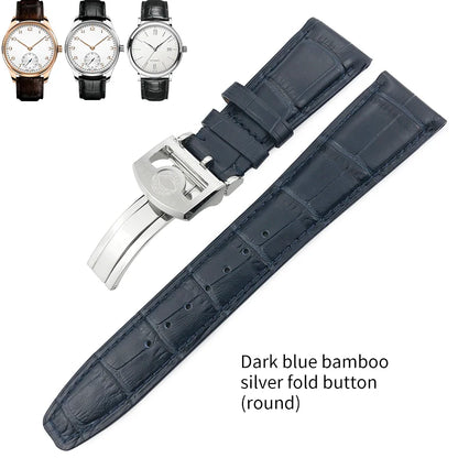Bracelet de montre en cuir véritable pour hommes, 20mm, 21mm, 22mm, pour IWC, portugais, pilote, marron, noir, bleu