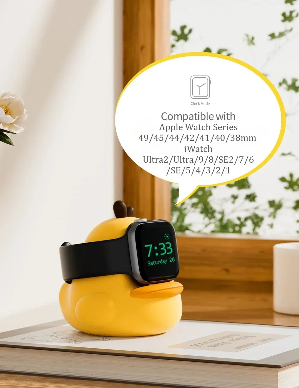 Support de chargeur mignon pour Apple Watch série 49/45/44/42/41/40/38mm IWatch Ultra2/Ultra/9/8/SE2/7/6/SE/5/4/3/2/1, station d'accueil en Silicone