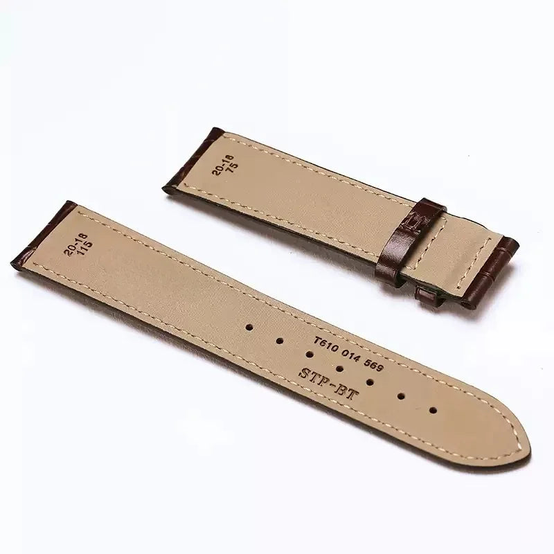 Tissot 真皮表带 - 适用于天梭 T41 力洛克、De Luca、优雅系列男士腕表，尺寸 18mm/19mm/2