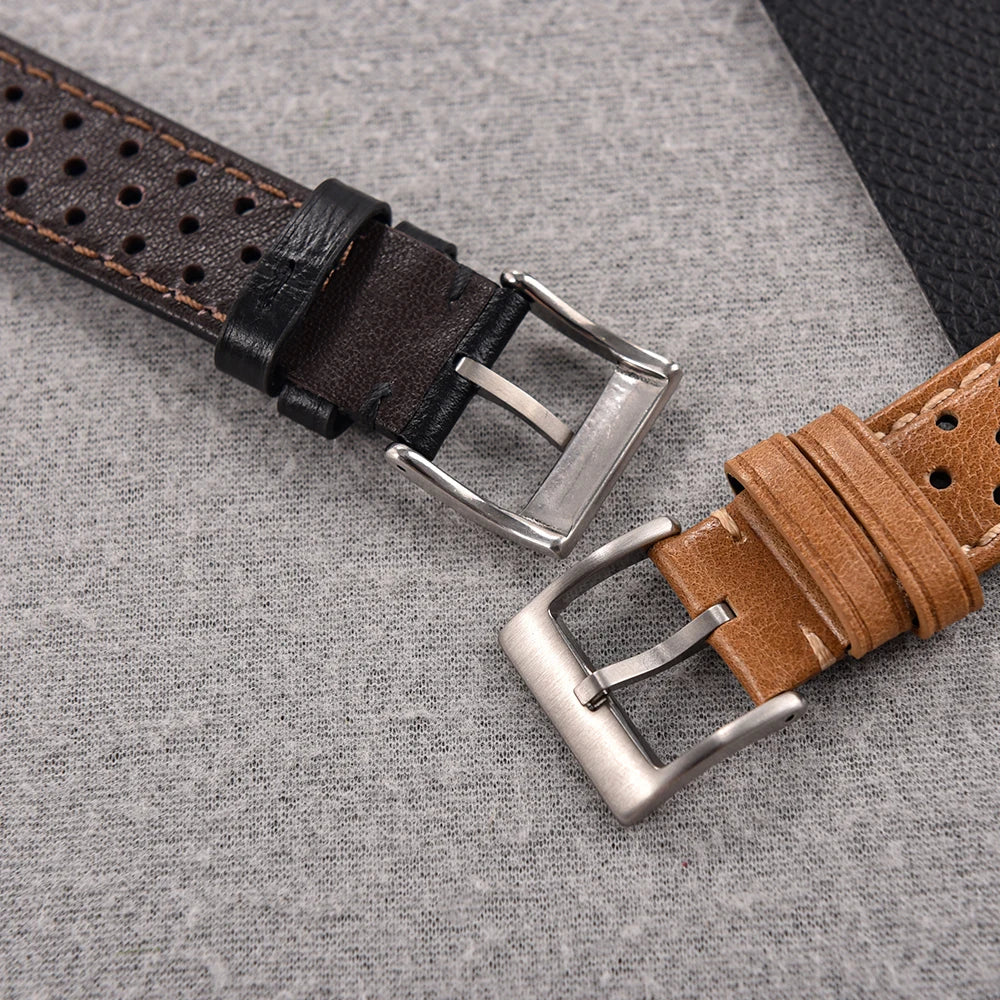 Bracelet en cuir respirant hommes femmes universel en peau de vache Bracelet de montre affaires Bracelet Sport Bracelet accessoires 18mm 20mm 22mm