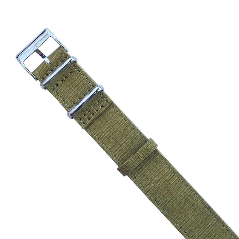 Military Canvas Watch Strap, Army Green, 18mm, 20mm, 22mm