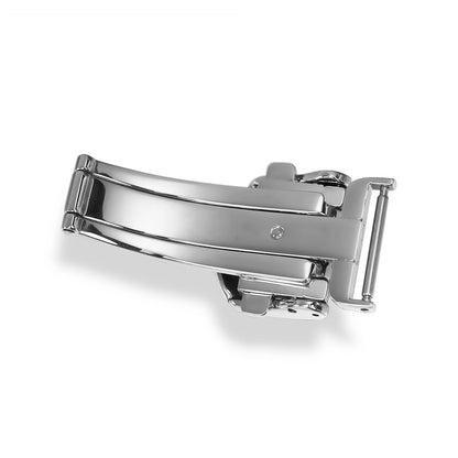 Remplacer pour SEIKO Premier 316L, boucle papillon déployante à ressort en acier inoxydable, bouton en argent poli, fermoirs de montre 16mm 18mm