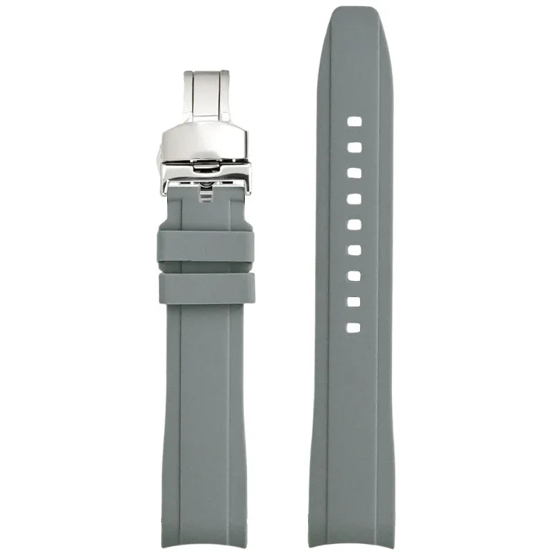 Bracelet universel en Silicone à haute résistance, 18mm 19mm 20mm 21mm 22mm, pour Tissot 1853, extrémité incurvée, boucle papillon, Bracelet de montre