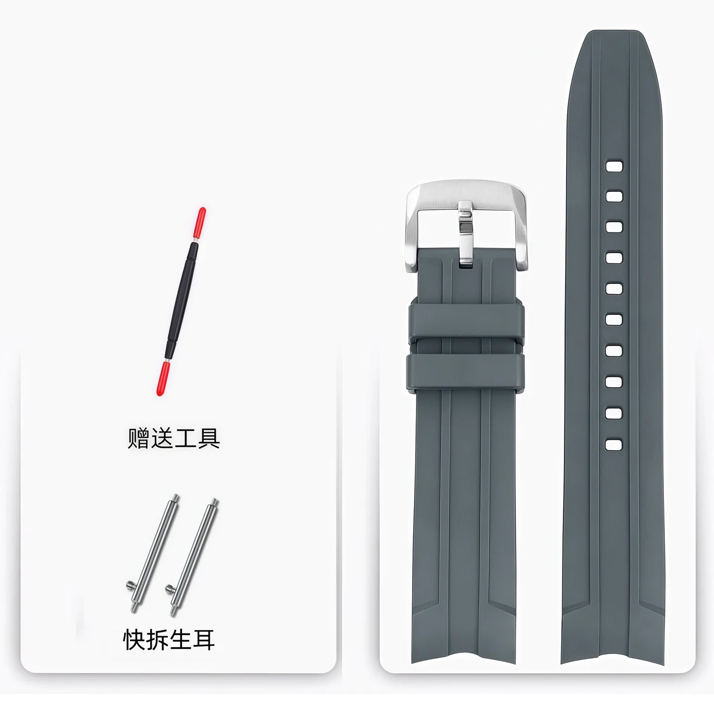 21mm FKM Fluorine Rubber Quick Release Strap for Longines Conquest L3.781/L3.782/L3.742.2 Hydroconquest, Men's Fluorine Rubber Watch Band