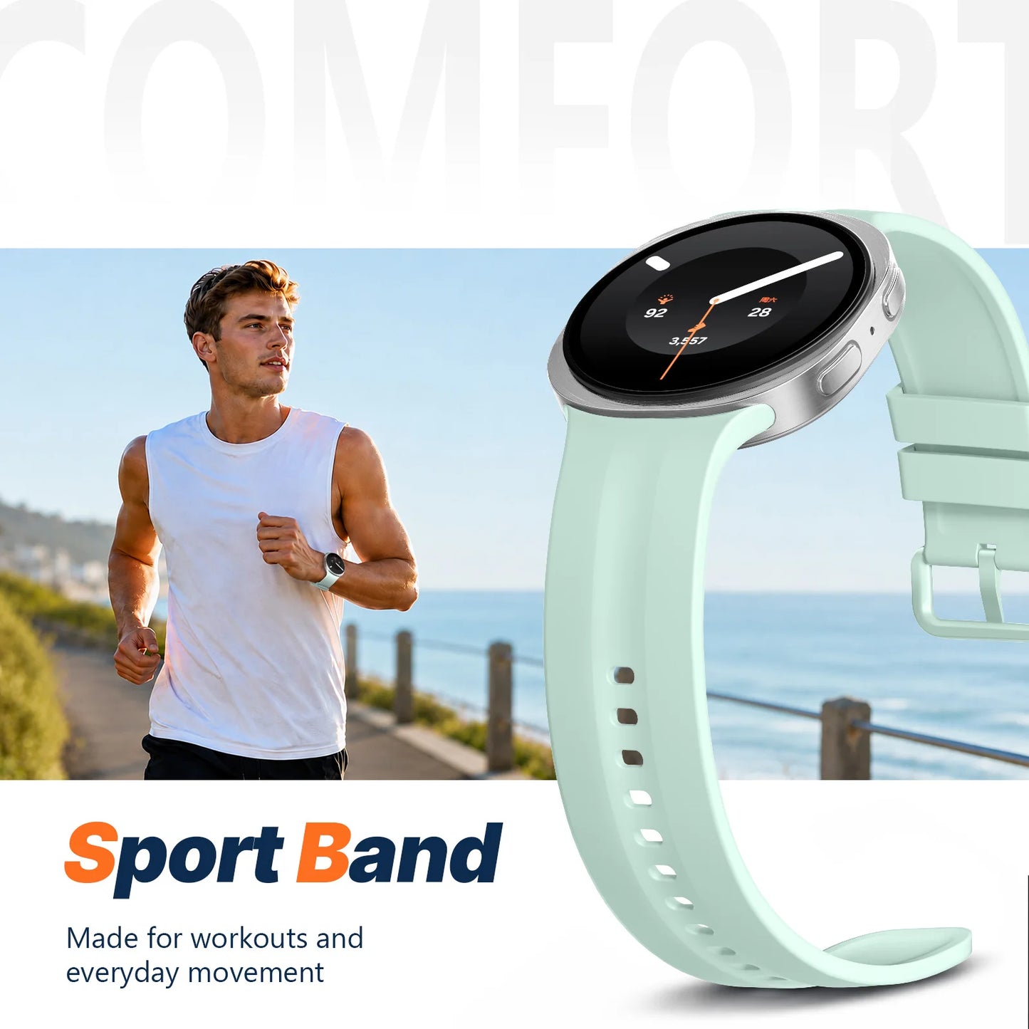 Original Silicone Strap for Samsung Galaxy Watch 9 8 44mm 40mm, Correa Band for Galaxy Watch 9 8 Classic 46mm, Accessories