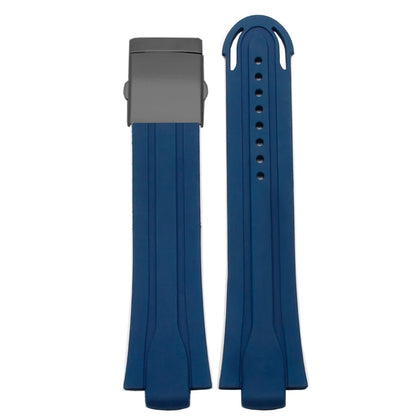 Rubber and silicone watch strap for diving sports, watch band, raised mouth, stainless steel, has a clasp, ORIS 7730 and 7740 series, 24x12mm