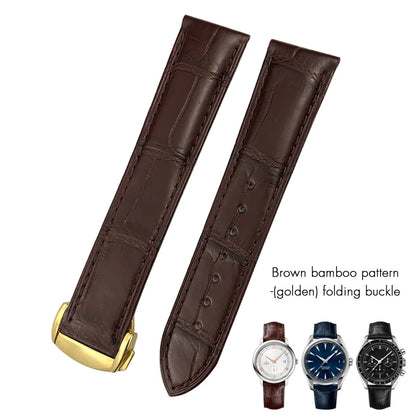 Bracelet de montre en cuir de crocodile véritable, 18mm, 19mm, 20mm, 21mm, 22mm, pour Omega De Ville Seam84SPEEDBiens TER