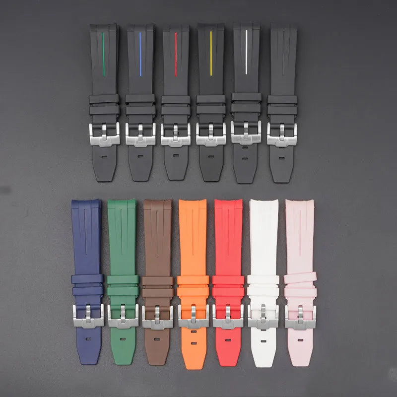 Curved End Rubber Strap for MoonSwatch, 20mm, for Men and Women, Waterproof Sport Watch Band