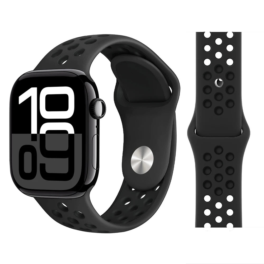 Bracelet en Silicone pour bracelets de montre Apple 46mm 44mm 45mm 40mm 41mm 42mm, Bracelet de Sport Correa iWatch série 11 10 9 SE 8 7 6 5