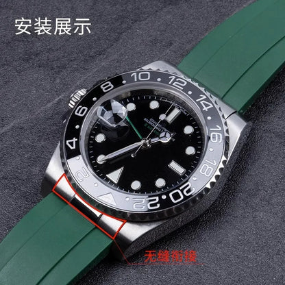 Lien d'extrémité 20mm21mm pour bracelet de montre Rolex, bracelet en caoutchouc et cuir pour Submariner Daytona GMT Yacht-Master Datejust, connexion sans couture