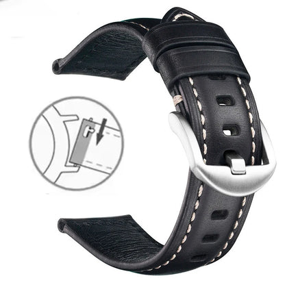 Correa de reloj de cuero de liberación rápida de 20 mm 22 mm, cuero auténtico Crazy Horse aceitado y encerado, estilo vintage, producto estrella, correa de repuesto retro para ropa de trabajo