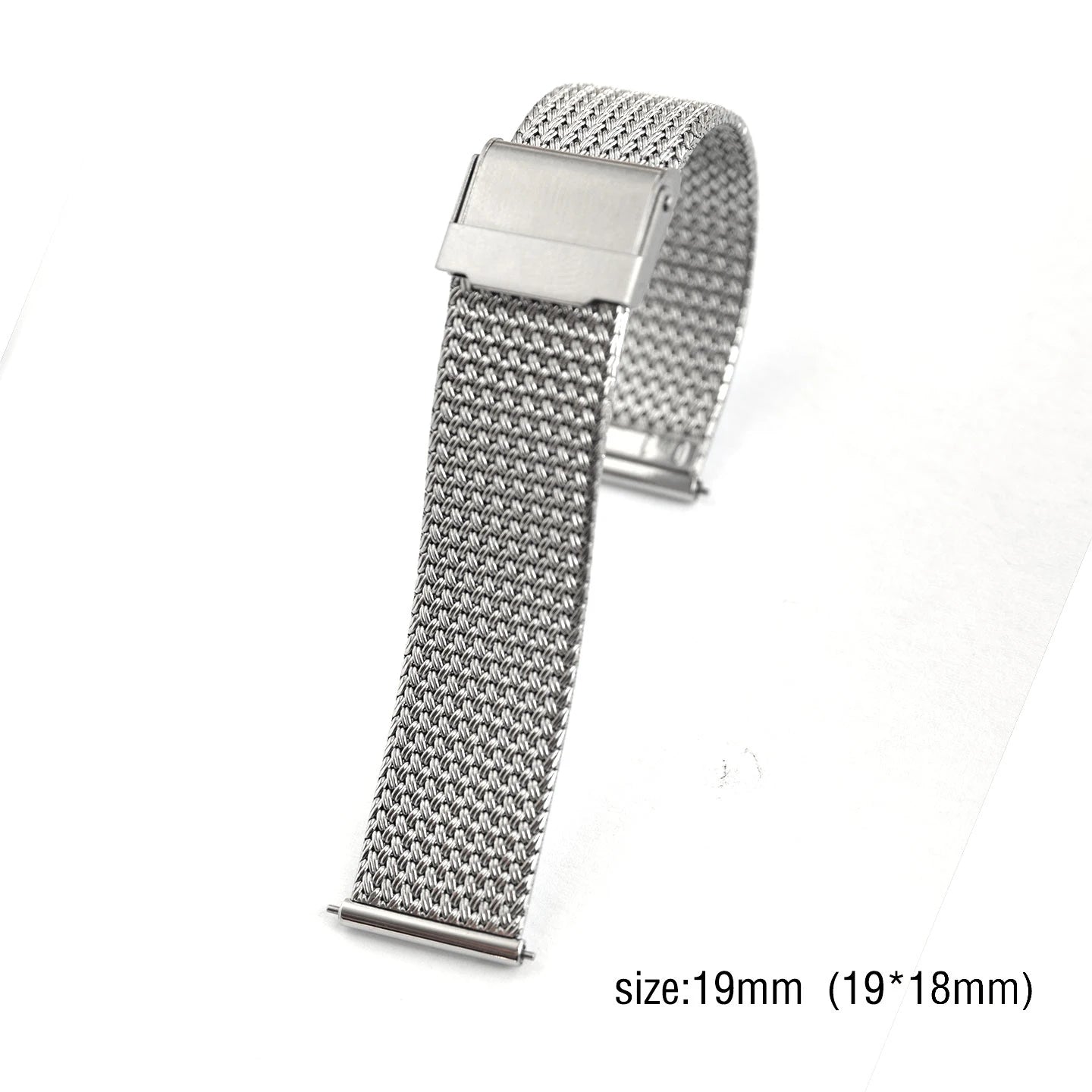 Universal Milanese Loop Bracelet for Men and Women, 18mm 19mm, Durable, Stainless Steel, Flat End, Watch Strap