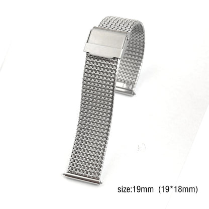Universal Milanese Loop Bracelet for Men and Women, 18mm 19mm, Durable, Stainless Steel, Flat End, Watch Strap