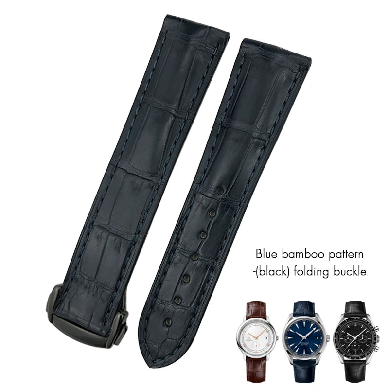 Bracelet de montre en cuir de crocodile véritable, 18mm, 19mm, 20mm, 21mm, 22mm, pour Omega De Ville Seam84SPEEDBiens TER