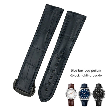 Bracelet de montre en cuir de crocodile véritable, 18mm, 19mm, 20mm, 21mm, 22mm, pour Omega De Ville Seam84SPEEDBiens TER