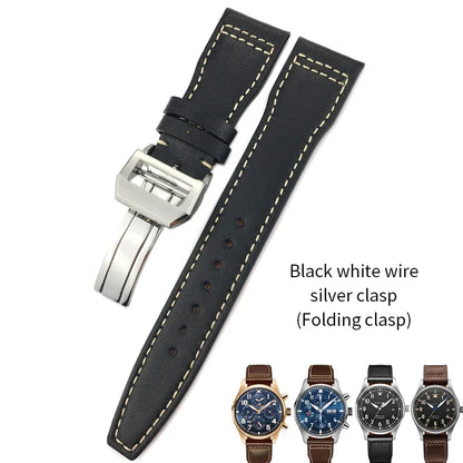 Bracelet de montre en cuir de vache de haute qualité, 20mm 21mm 22mm, adapté à IWC Big Pilot Spitfir Mark 18 Portfino, bracelet de montre noir en cuir de veau