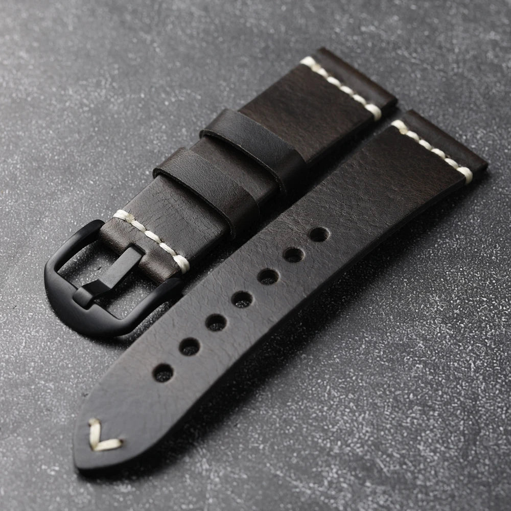 Handmade Vintage Calfskin Watch Strap for Men, Brown and Blue Strap, Soft Strap, Oil-Resistant, 18mm, 19mm, 20mm, 21mm, 22mm, 24mm