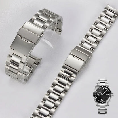 Cinturino in acciaio inox a estremità curve per Longines Concas Master Conquest Hydro Conquest L3.642.4 L3.781.4, cinturini per orologi da 21 mm