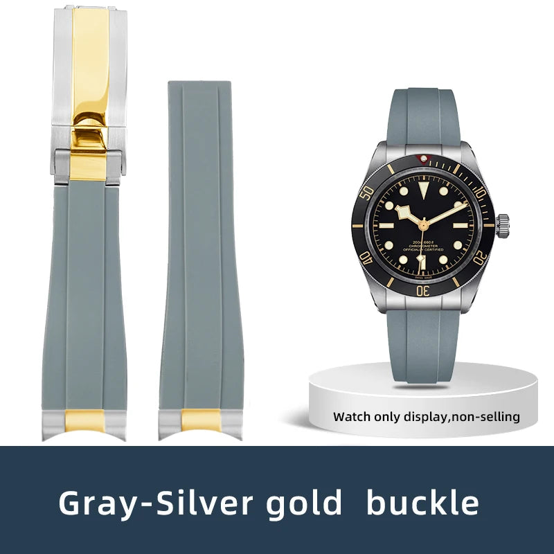 Lien d'extrémité incurvée 20/21/22mm adapté au bracelet TUDOR M79360 M79363, accessoires de bracelet de montre en caoutchouc avec connexion en acier inoxydable