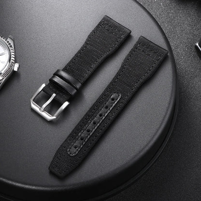 Nylon-Canvas-Uhrenarmband für IWC-Piloten, 20 mm 21 mm 22 mm, wasserdicht, Sport, Rindsleder-Armband für Damen und Herren